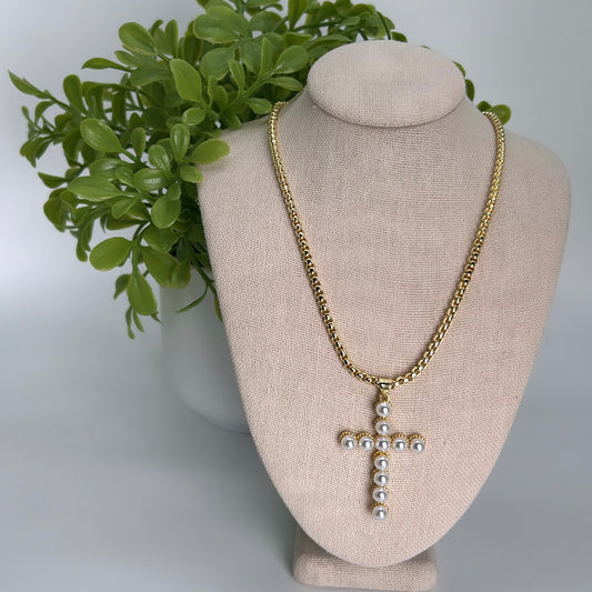 Pearl cross necklace.