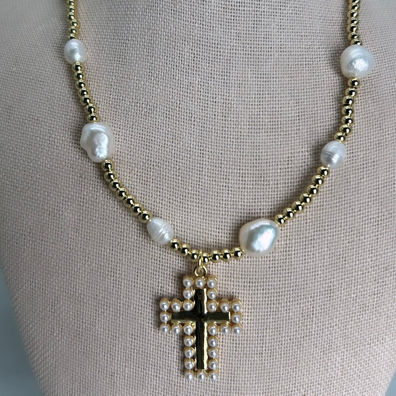 Pearl Cross Necklace